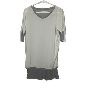 Blanc Noir Women's Grey Mesh Back Short Sleeve Activewear T-shirt XS